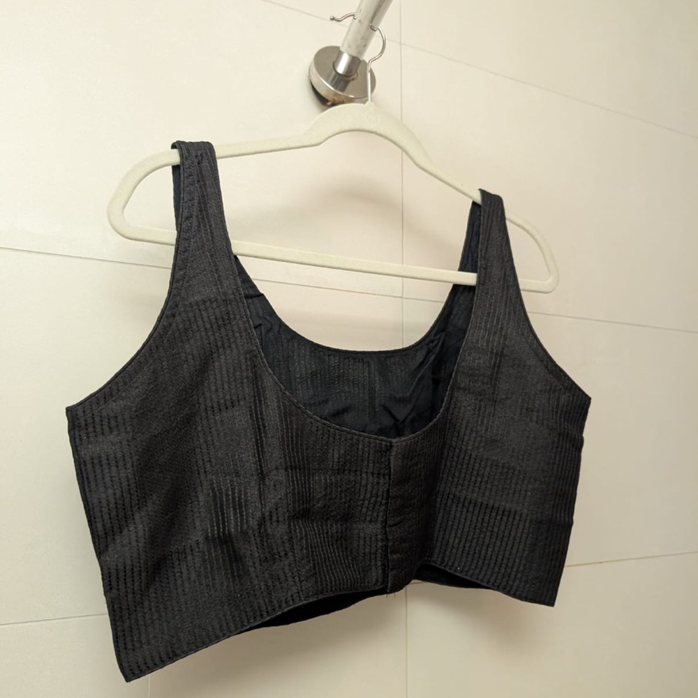 Black Silk Cropped Tank Top